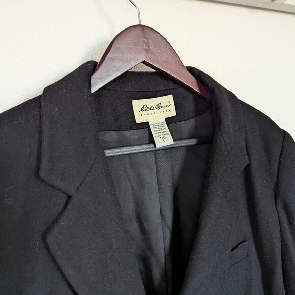 Eddie Bauer Women's Wool Blend Classic Relaxed Oversized Blazer in Black L Tall - Picture 2 of 9